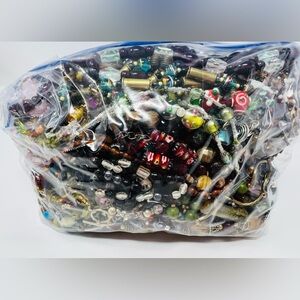 Vintage & Modern Gold & Silver Tone colorful Glass Bead Mystery Jewelry Lot 3LBS